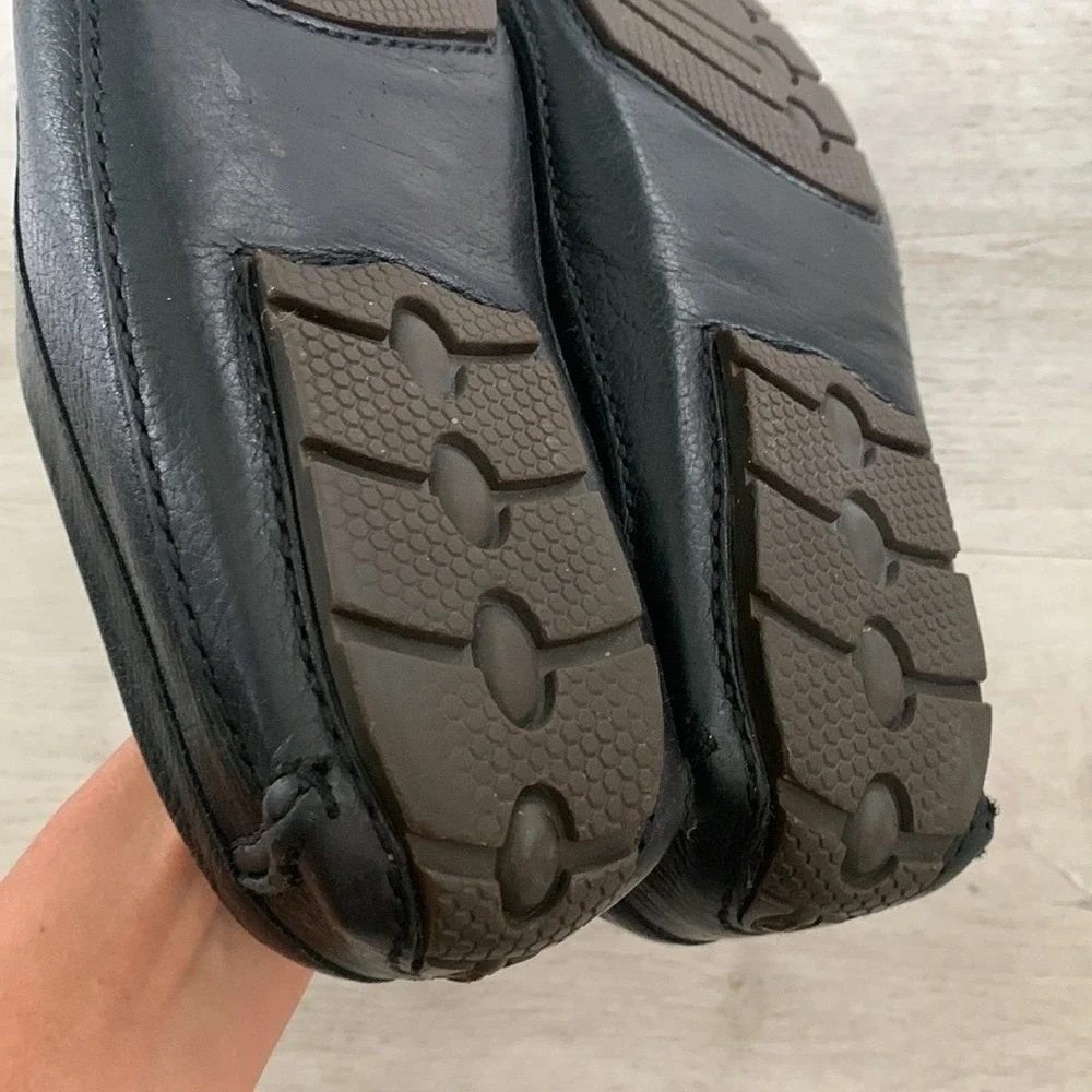 Moreschi Nassau Deerskin Driving Loafers Black‎ size 10 1/2 leather logo